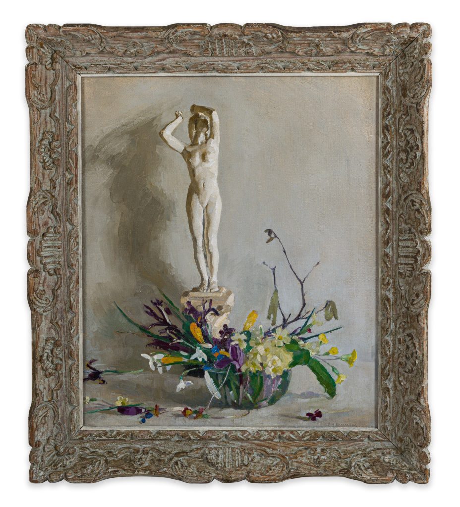 “Still Life of Spring Flowers and Statuette (c.1905)”
